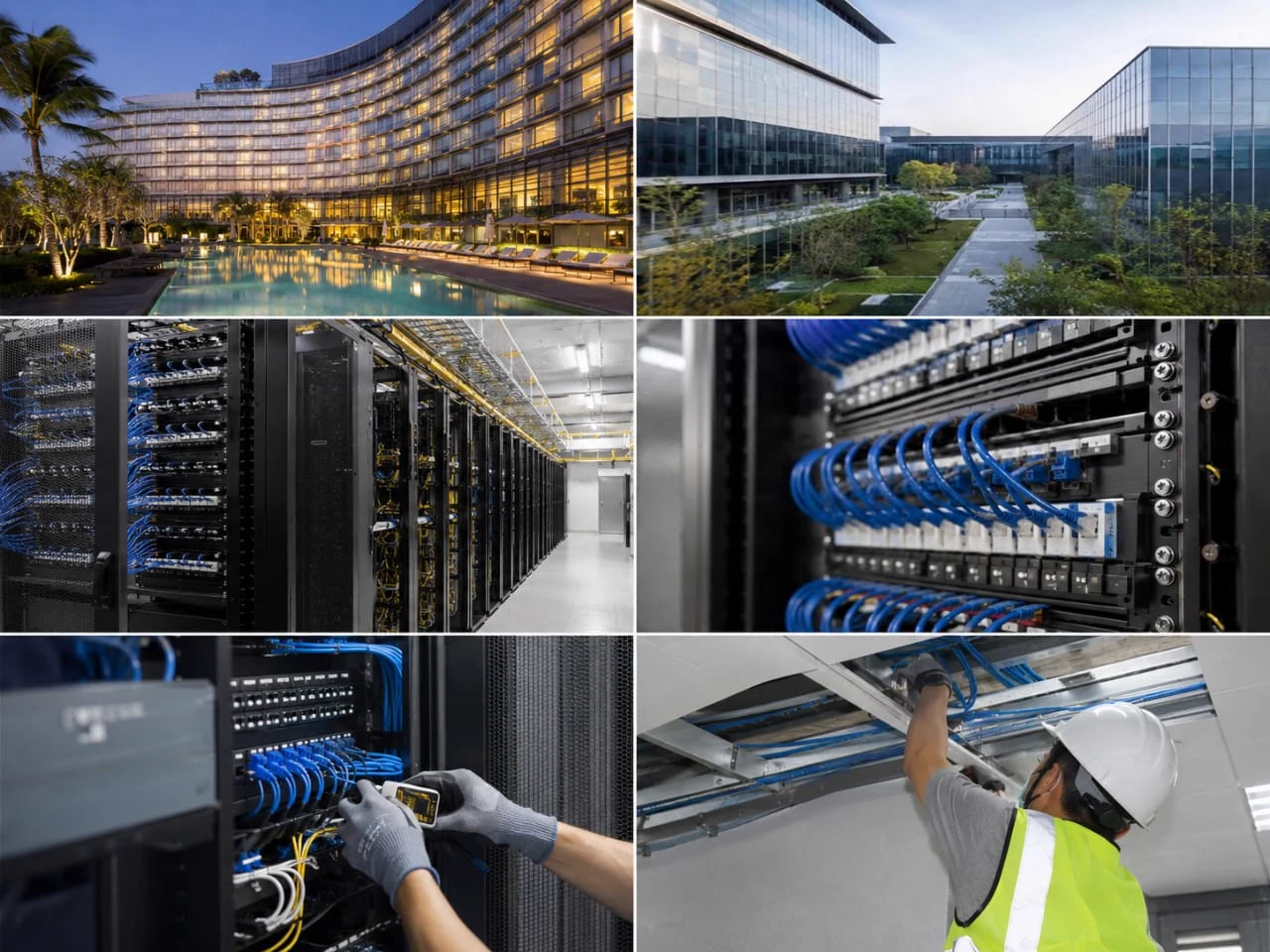Structured cabling rack and patching environment representing commercial project supply
